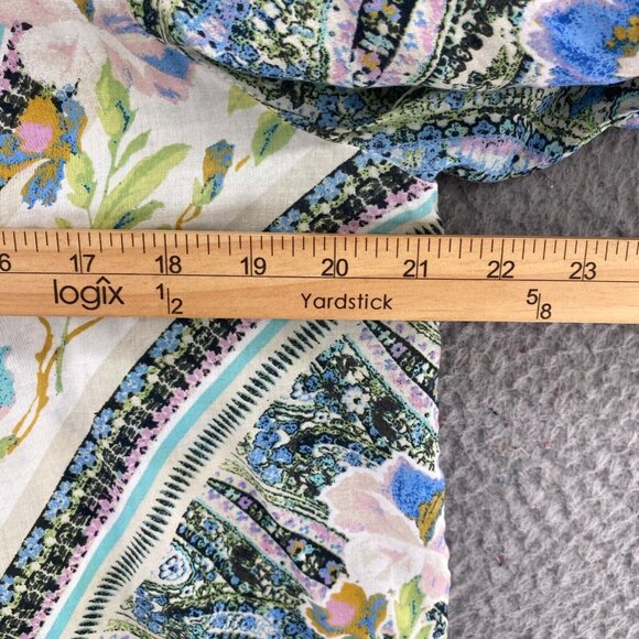 Maeve Anthropologie Top Womens 12 Blue Multi Floral Pleated Short Kimono Sleeve - Picture 7 of 9